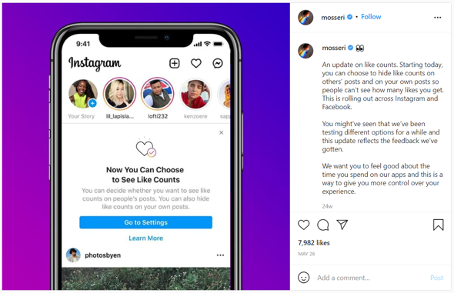 All Instagram users can now hide the like count, Facebook to