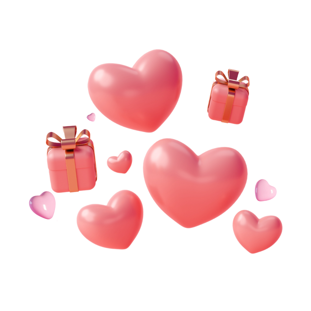 Floating hearts 3D