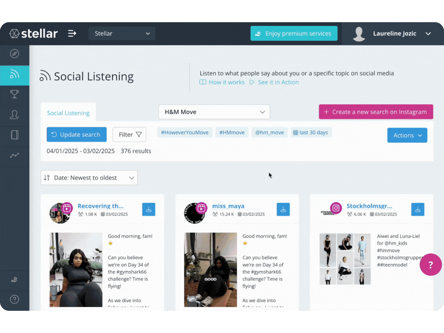 Stellar Articles social listening tool