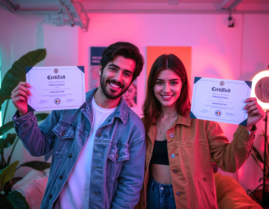 Influencer certificate illustration with certified content creators
