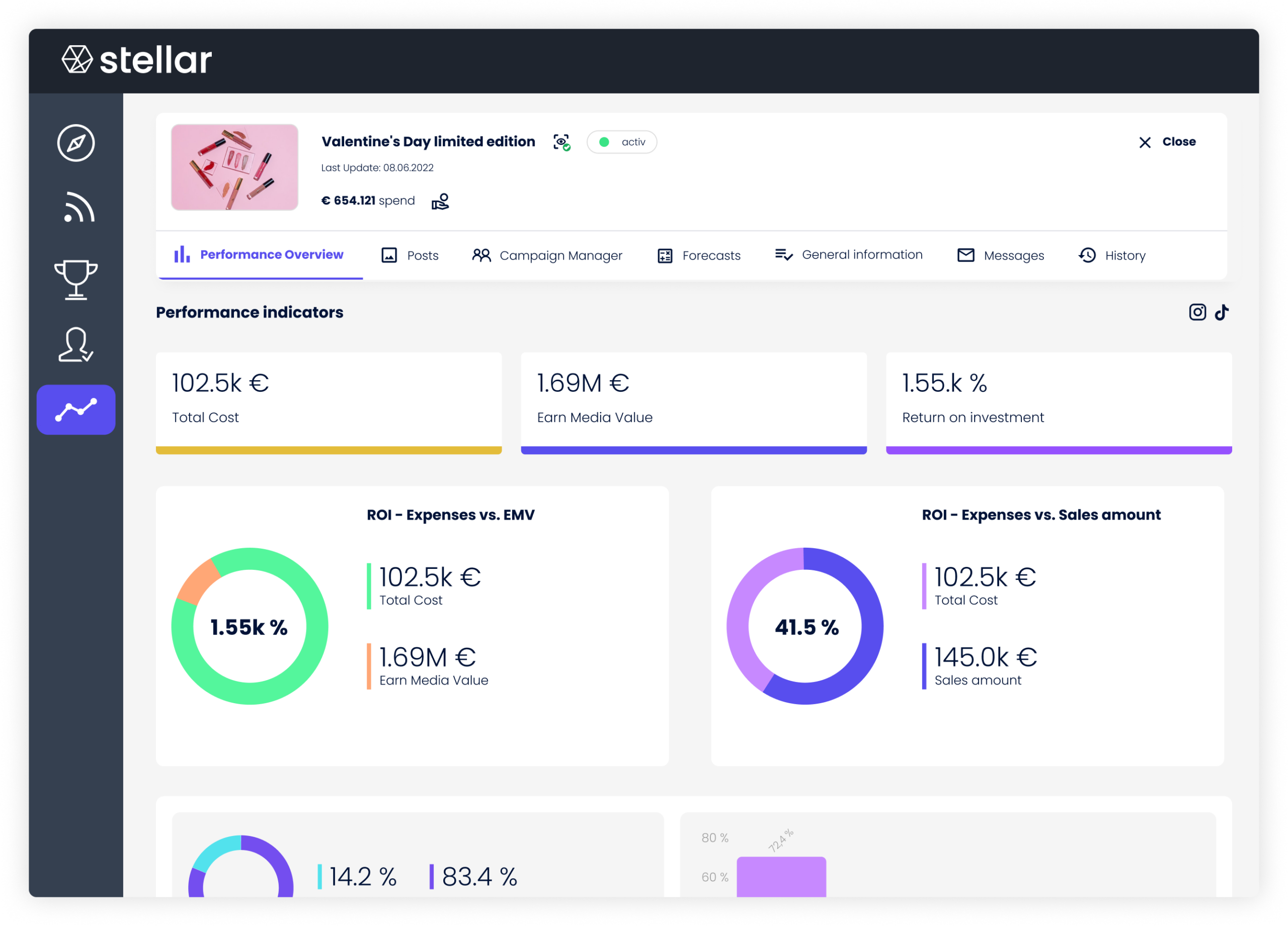 Screenshot of influencer search
