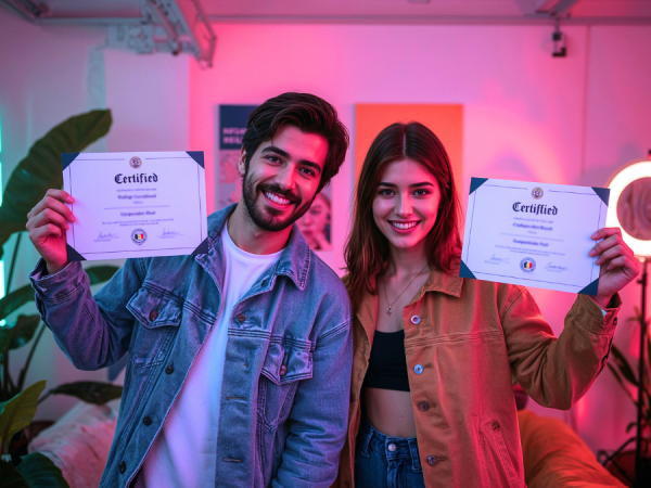 Influencer certificate illustration with certified content creators