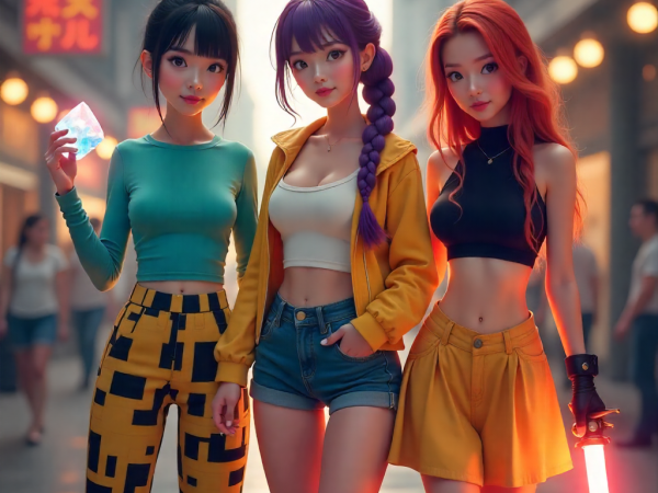 KPop Demon Hunters main characters AI style