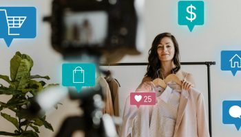 Woman live streaming for online shopping campaign