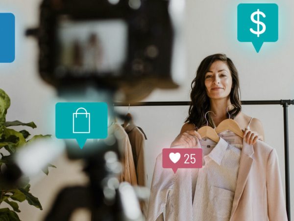 Woman live streaming for online shopping campaign